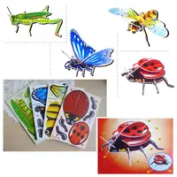 在飛比找蝦皮購物優惠-3D立體昆蟲拼圖 蝴蝶瓢蟲蜜蜂螳螂紙模型立體 3D拼圖 益智