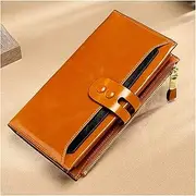 [SKUZA] Wallet,Card Bag,Ladies Wallet Leather Vintage Purse Female Women Large Capacity Square Clutch Bag Fashion Solid Color Portable Card Cases (Black) (Color : Light Brown)