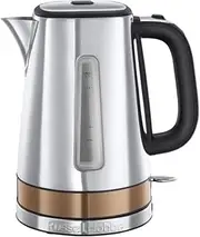 [Russell Hobbs] Luna Kettle [1.7 L, 2400 W] Stainless Steel Copper (Quick Boil Function, Removable Limescale Filter, External Water Level Indicator, Automatic Lid Opening) Tea Maker 24280-70