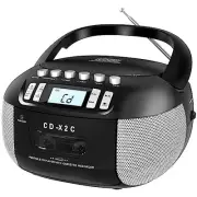 CD and Cassette Player Combo, Boombox CD Player Portable with AM/FM Black