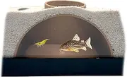 Aquarium Undergravel Tunnel Dome Cave | Fish Tank Decor Hideaway for Corydoras, Plecos, Loaches & Shrimp | Natural-Look Fish Shelter (Light Brown, Med)