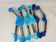 DMC Embroidery Cotton Thread Floss Skeins Lot of 6 Blues