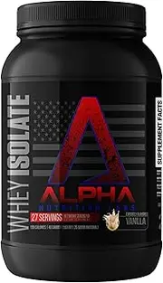 Alpha Nutrition Labs Whey Isolate Protein Powder - Vanilla Flavor, 28g of Protein, Protein Source, Low Carb, Classic Specialty