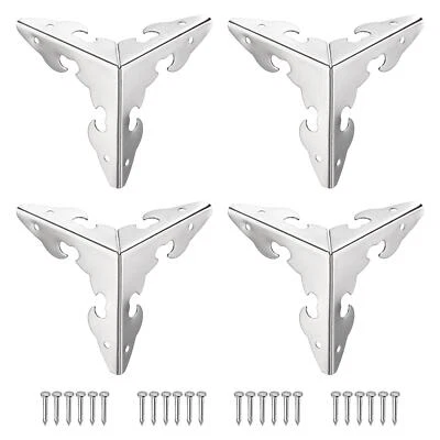 30x30x30mm Metal Box Corner Protectors Edge Guard Silver Tone 8pcs