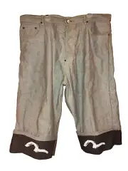 Vtg Evisu Genes No.2 Godhead Patch Denim Long Shorts Old Stock Sz.42