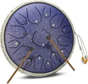 Steel Tongue Drum- 14 Inch 15 Notes Tongue Drum Instrument-Steel Drums for Adul