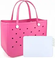 [Taefuhnn] Large 46x32x22cm Rubber Beach Tote Bag for Women, EVA Waterproof Tote Bag for Women, Sandproof Washable Beach Tote Bag, Tote Handbag for Summer Beach Vacations Pool Sports Market