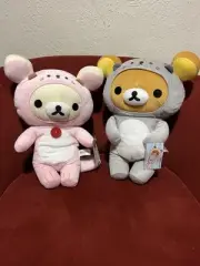 Rilakkuma Korilakkuma Otter Costume Plush Set - Pink/Grey - 16’’ (lot of x2) NEW