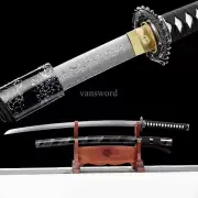 Folded Steel Japanese Katana Handmade Dragon Tsuba Samurai Sword Full Tang Sharp