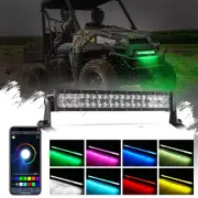 AUXBEAM 22" RGB Led Light Bar Multi Color 16Colors bluetooth for Can-am Polaris