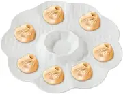 Flower Sauce Plates - Flower Shaped Dipping Tray Seasoning Bowl - Flower Dipping Trays with Sauce Compartment for Sauce, Seasoning, Veggies