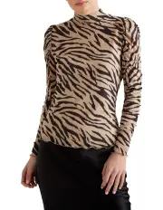 [Seed Heritage] Mesh Zebra Print Top
