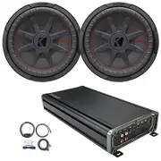 2x Kicker 12" 1000W Max Ultra-Thin Subwoofer, 1800W Max Class D Amplifier W/Kit