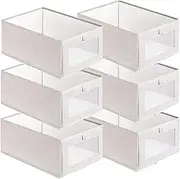 VLIEOVHN 6 Pack Linen Closet Organizers and Storage Clothing Bins Large Foldable Box with Window Storage Baskets for Closet Shelf Jeans Clothes Toys Organization, Cube Storage Boxes for Organizing
