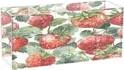 RPLIFE Brush Holder Clear Pencil Organizer 4 Compartments for School, Home and Office, Red Strawberries Green Leaves