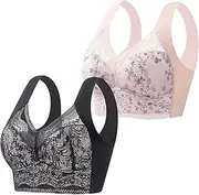 [ZRBDHGF] Bras For Women Full Support Wireless, Padded Bralettes Sports Bra Racerback Underwire Everyday Stretch Comfort Bra, Black, X-Large