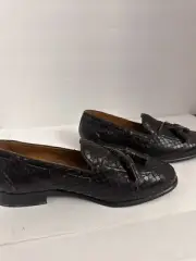 Italian mens handmade dark brown leather loafers Lionello martino size 8 -41