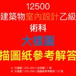 （限時特賣）『12500 室內設計』『下午題』『術科大樣』『12題參考解答』『A3描圖紙』『自學』乙級 技術士 參考解答