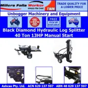 Black Diamond 40 Ton Manual Start Hydraulic Log Splitter Jockey Wheel Log table