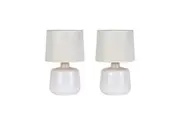 Royal Bright Ceramic Accent Table Lamp Light Retro Linen Shade - White