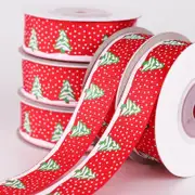 Christmas Tree & Snowflakes Red Ribbon Spool 10 Yards