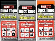 10932 Colored Compact Flat Fold Duct Tape | for Travel, Camping, Photography and Emergencies | Pocket Size, 3-Pack, Black, Orange, Silver