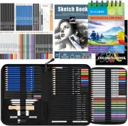 KALOUR 76Pc Art Supply Set - Sketching & Drawing Kit with Tutorial Book, Sketchb