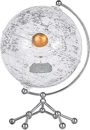 Cute and Exquisite 7.8-Inch World Globe with Metal Tripod - DIY Astronaut Doll Decor for Home and Office(B)