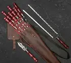 9Pcs Stainless Steel Metal Skewers Set Shashlik Barbeque Grill Kebab "ASGARD"