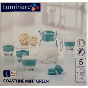 Luminarc樂美雅玻璃冷水壺5件組（1壺4杯）法國品牌