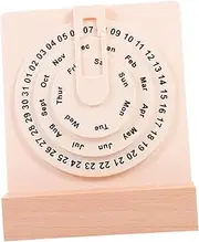 Gadpiparty Versatile Desk Decor Creative Wood Base Rotating Perpetual Calendar Small Office Decor for Teacher Classroom Office