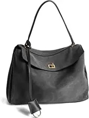 [BOYATU] Leather Suede Tote Bag for Women: Genuine Leather Shoulder Handbag - Large Suede Purse Satchel Bag