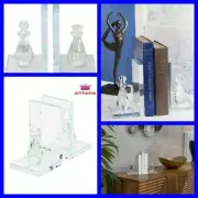 Set of 2 Sagebrook Home Clear/Frost Crystal Chess Piece Bookends Office Decor