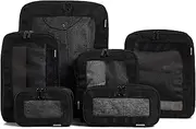 Aerotrunk Compression Packing Cubes for Suitcases - Double Zipper Compression Luggage Organizers - Washable Travel Packing Cubes (6-Pack, Black)