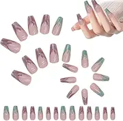 Pressing Nail for Women, Pressing False Nail - Colorful Presses on False Claws,Photos User-friendly False Nail Set,Cute Women False Nail for Holiday, Dating, Birthday Party