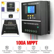 100A LCD Solar Panel Charge Controller Regulator 12V/24V Auto 2 USB Battery MPPT