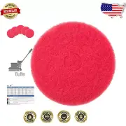 5-Pack of 19" Red Floor Buffing Pads - Ideal for Hardwood & Tile Surface Care
