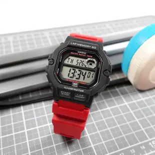 CASIO / 卡西歐 跑步記憶 計時 防水 電子數位 橡膠手錶 黑紅色 / WS-1400H-4A / 42mm