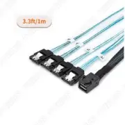 1 x 1M/3.3FT Mini SAS SFF-8643 to 4 SATA Round Cable Connect to Hard Drive Cable
