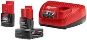 [Milwaukee] M12 12-Volt Lithium-Ion 4.0 Ah and 2.0 Ah Battery Packs and Charger Starter Kit