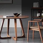 Mid Century Modern Round Dining Table Solid Wood Rustic Pedestal Design Small Space Friendly Seats 2 4 Kitchen & Dining Room Furniture