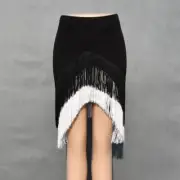 Womens Latin Dance Skirts Tango Rumba Tassels Fringe Ballroom Black Sexy