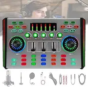Professional Audio Mixer,Live Sound Card for Streaming,Podcast Equipment with Various Sound Effects,Portable Multi-Function Sound Card,for Indoor & Outdoor Streaming,Combo1
