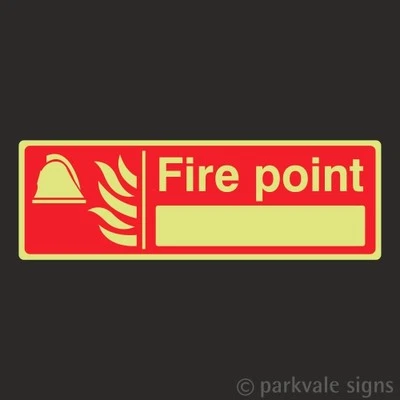 Photoluminescent Fire Point Glow In The Dark Sign (with blank)