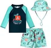 [HDOBHIO] Toddler and Baby Boys' 3-Piece Swimsuit Trunk Rashguard Set Sun Hat Swimwear Bathing Suit Sunsuit Swim Shirt Set