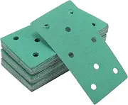 X AUTOHAUX Sandpaper Hook & Loop Sanding Sheets 7.09Inch x 3.74Inch Green 50 Pcs P80 Rectangular Flocking 8 Hole Efficient Grinding and Polishing