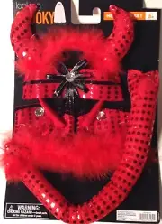 Red Devil Childrens Halloween Costume Accessory Set Horns and Tail New in Pkg