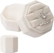 Velvet 3 Slots Jewelry Ring Box Vintage Octagon Ring Display Holder Gift Premium