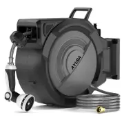 AYURA Retractable Garden Hose Reel, 5/8 inch x 66 ft Water Hose Reel Wall Mou...