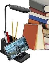 Bright Desk Lamp - Wireless Charger LED Desk Light,Adjustable Brightness Pen Holder Eye-Caring Lighting, Table Light for Reading Working Home College